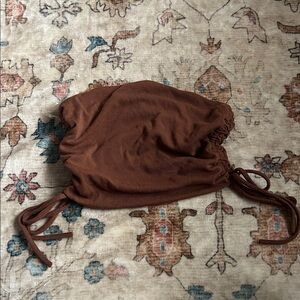 Brown Ruched Crop Top